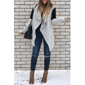 Lovely Casual Long Sleeves Patchwork Grey Cardigan