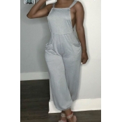 Lovely Casual Backless Grey One-piece Jumpsuit