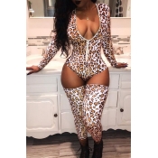 Lovely Sexy Leopard Print One-piece Jumpsuit