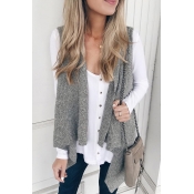 Lovely Casual Asymmetrical Grey Vests