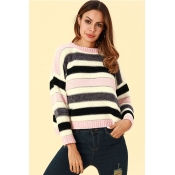 Lovely Trendy Striped Pink Sweaters