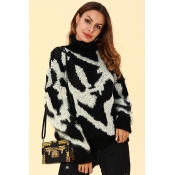 Lovely Chic Color-lump Black And White Sweaters