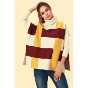 Lovely Chic Turtleneck Slit Yellow Acrylic Sweater