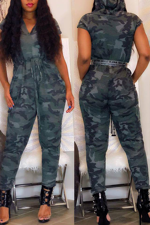 

Lovely Casual Camouflage Printed One-piece Jumpsuit