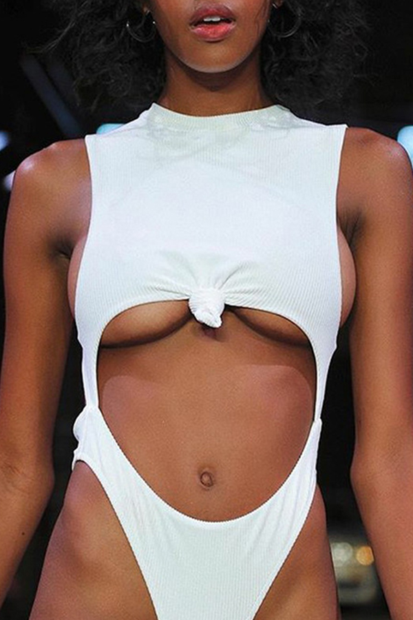 

Lovely Sexy Hollowed-out White One-piece Swimwears