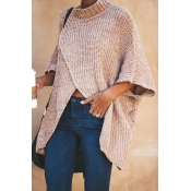 Lovely Casual Asymmetrical Loose Khaki Cotton Blen