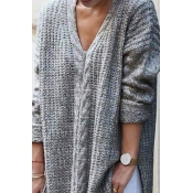 Lovely Casual Long Sleeves Grey Knitting Sweaters