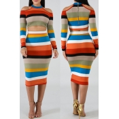 Lovely Casual Striped Multicolor Twilled Satin Two
