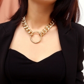 Lovely Punk Geometric Gold Metal Necklace