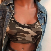 Lovely Trendy Camouflage Printed Army Green Cotton