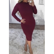 Lovely Sexy Long Sleeves Wine Red Knee Length Dres