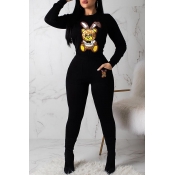 Lovely Casual Patchwork Black Two-piece Pants Set