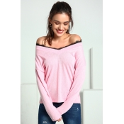 Lovely Trendy Parchwork Pink Cotton Sweaters