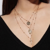 Lovely Trendy Layered Gold Crystal Necklace