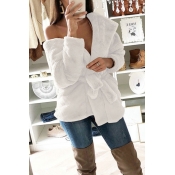 Lovely Trendy Lace-up White Coat(With Belt)