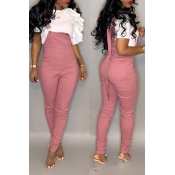 Lovely Casual Skinny Pink Blending One-piece Jumps