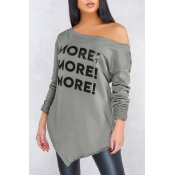 Lovely Casual Asymmetrical Grey Blending Shirts