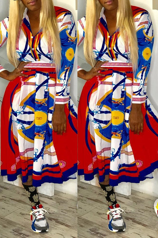 

Lovely Casual Printed Multicolor Blending Knee Length Dress