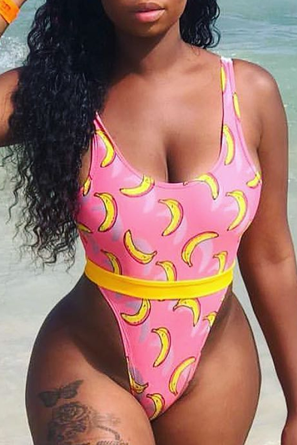 Lovely Trendy Printed Multicolor One-piece Swimwears