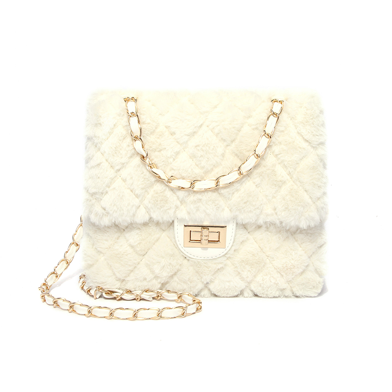 

Lovely Vintage Metal Chain Strap White Crossbody Bag
