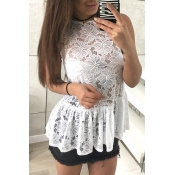Lovely Chic Patchwork White Lace T-shirt