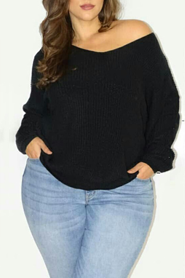 

Lovely Casual Long Sleeves Loose Black T-shirt