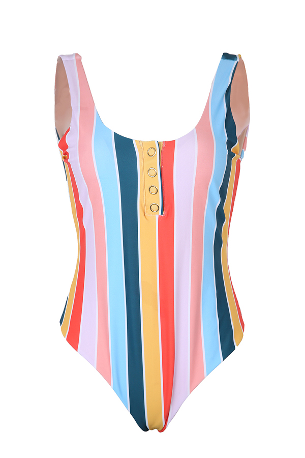 

Lovely Sexy Striped Multicolor One-piece Swimwears