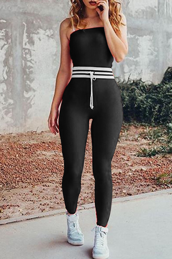 

Lovely Chic Dew Shoulder Skinny Black One-piece Jumpsuit