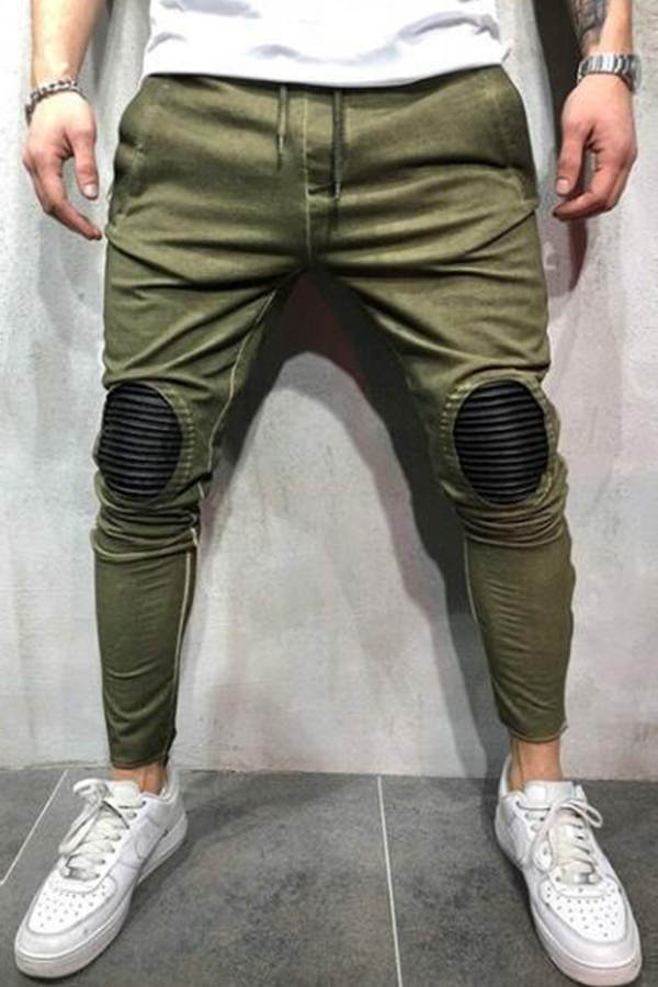 

Lovely Casual Patchwork Green Cotton Pants