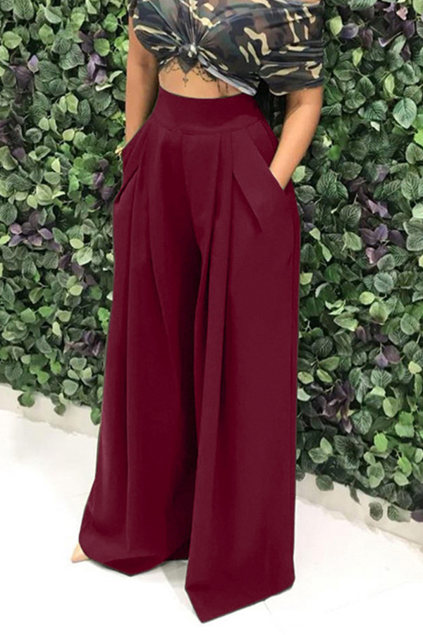 

Lovely Casual Loose Wine Red Knitting Pants