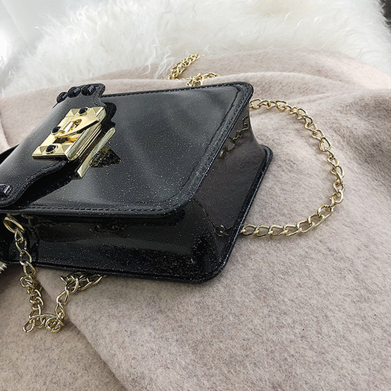 

Lovely Casual Sheer Black PVC Crossbody Bag