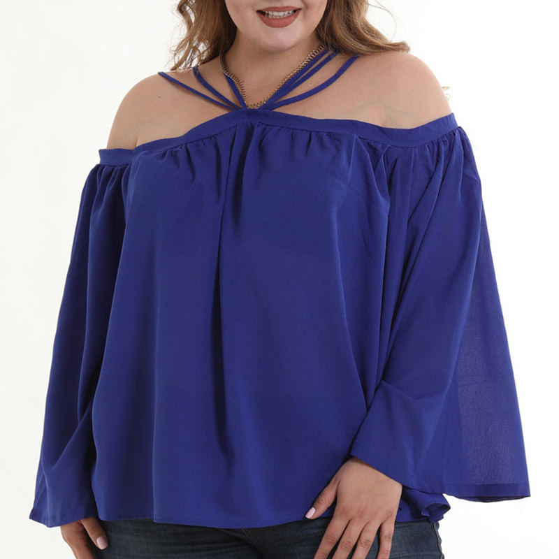 

Lovely Casual Dew Shoulder Royal Blue Shirts
