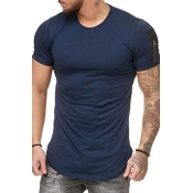 Lovely Casual Short Sleeves Navy Blue Cotton T-shi