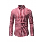 Lovely Trendy Grids Printed Red Cotton Shirts