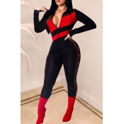 Lovely Trendy Patchwork Red One-piece Jumpsuit