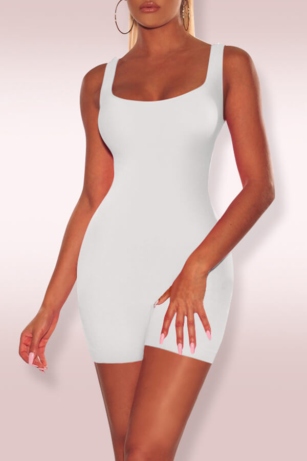

Lovely Casual Sleeveless Skinny White One-piece Romper