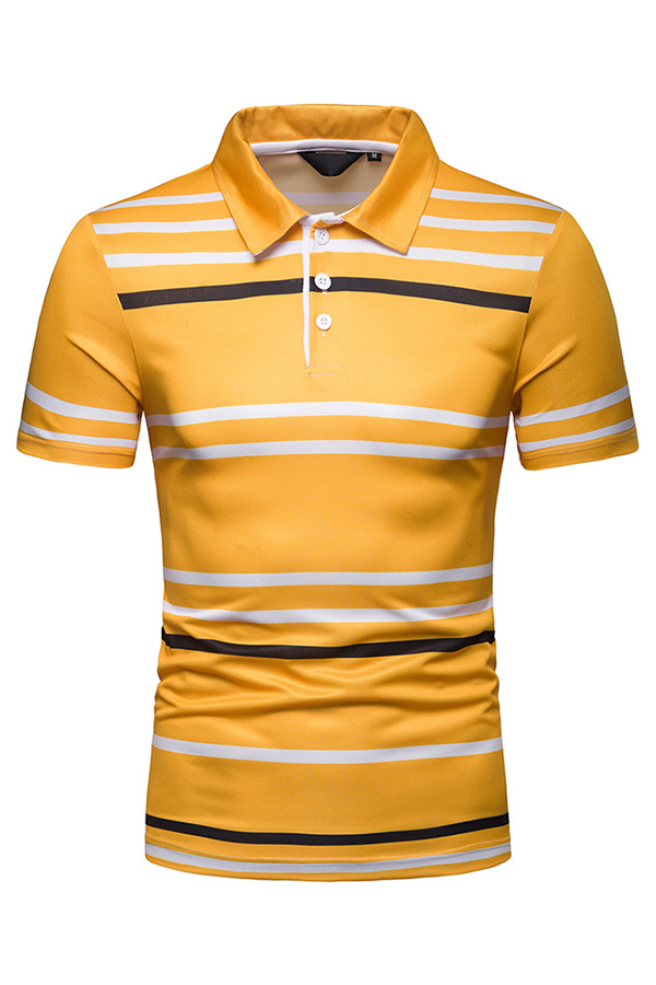 Lovely Casual Printed Yellow Polo Shirts_Polo_Top_Men Clothes_LovelyWholesale | Wholesale Shoes ...
