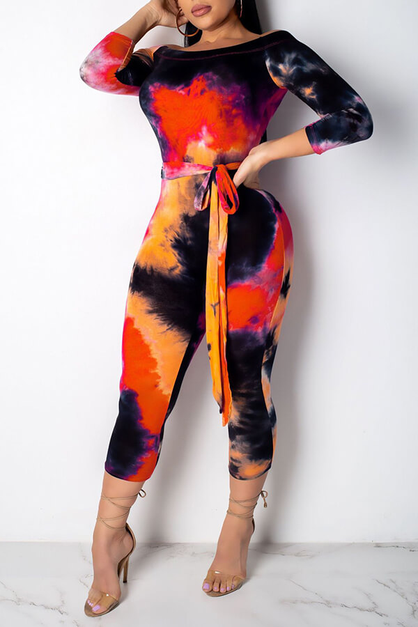 

Lovely Casual Color-lump Orange Twilled Satin One-piece Jumpsuit