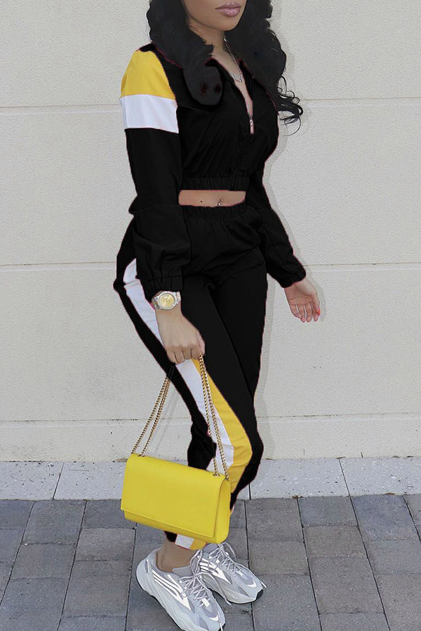 patchwork pants two piece outfits