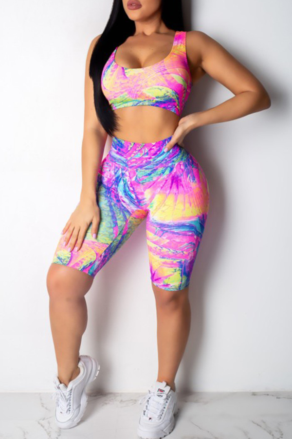 

Lovely Casual Printed Multicolor Two-piece Shorts Set