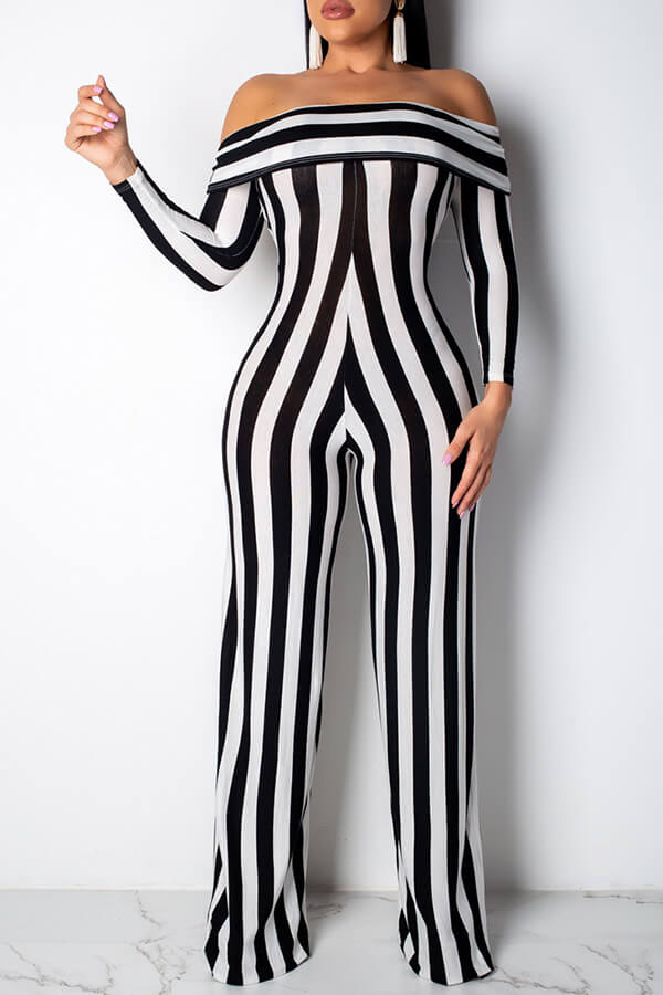 Lovely Casual Striped Black And White One-piece Jumpsuit_Jumpsuit ...