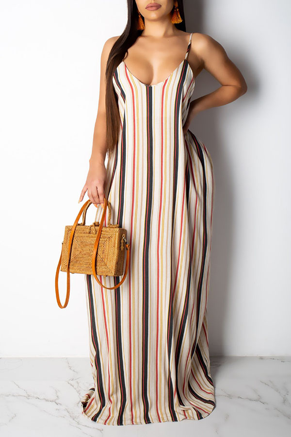 

LW Sweet Backless Multicolor Floor Length Printed Dress, Multicolor mstn