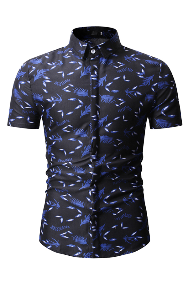 

Lovely Navy Floral Print Cotton Shirt