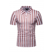 Lovely Casual Striped Red Polo Shirts