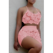 Lovely Sweet Floral Light Pink Lace Two-piece Shor