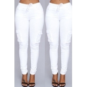 Lovely Trendy Skinny Drawstring White Pants