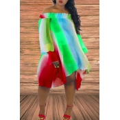 Lovely Sweet Striped Red Chiffon Mini Dress