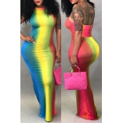 Lovely Casual Gradual-change Red Ankle Length Dres