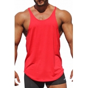 Lovely Casual Solid Red Cotton Vest