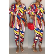 Lovely Bohemian Printed Patchwork Jumpsuit(With El